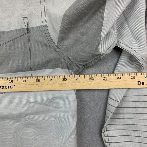 Prana Mens Shirt Medium Gray White Striped Button Up Long Sleeve Organic Cotton - Picture 5 of 9